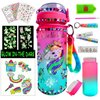 Decorate Your Own Glow in The Dark Water Bottle Kit for Girls, Stocking Stuffers for Girls Ages 4-6-8-10 Year Old, Unicorn Toys, Fun Arts and Crafts Gifts Toys for Girls for Christmas Birthday
