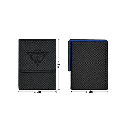ZLCA Card Deck Box for MTG Yugioh TCG, Card Storage Box with Dividers Holds 100+ Sleeved Cards, Premium Card Deck Case Compatible with CCG Trading Cards (Black&Blue,Puzzle)