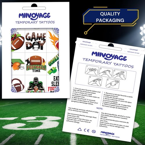 96 PCS Football Temporary Tattoos, Sports Tattoos, Football Party Favors, Football Birthday Decoration, Football Stocking Stuffers Goodie Bag, Football Gifts Accessories for Boys Men