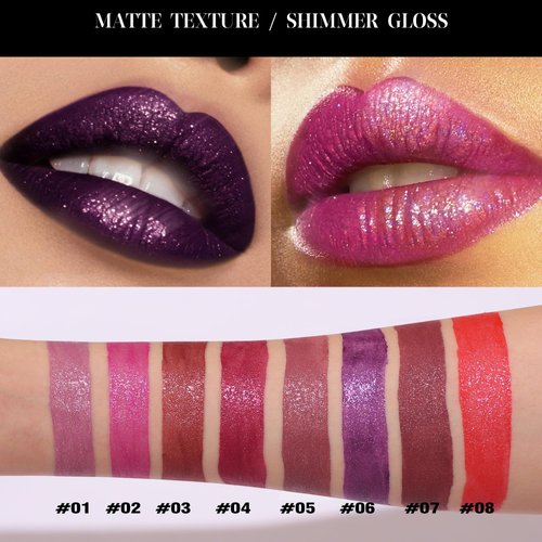 Easilydays Shimmer Gloss Lipstick, Slicks Lip Gloss Diamond Shiny Pink Dark Red Purple Glitter Sparkly Glossy Shimmer Waterproof Girls Lip Glaze for Women, Long lasting High Pigmented Lips Makeup(#04)