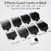 Professional 8 Pieces 8 Sizes Attachment Guard Guide Combs Set #3170-400 1/8"-1" Compatible with Wahl Standard Full-Sized 5 Star Magic Clip Super Taper Senior 8148/8504/1919 Hair Clippers (Black)