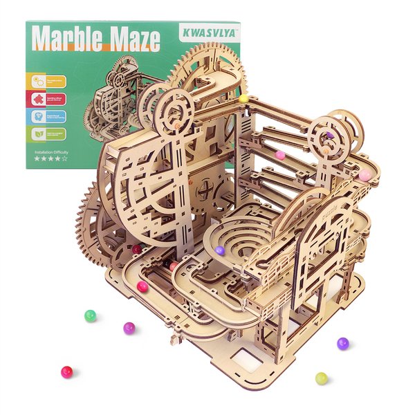 Marble Maze to Build, Advanced Wooden 3D Puzzles for Adults and Teens, 369PCS Building Model Kits, Hobby Toys, Creative Birthday for Men/Women/Teens 14+, DIY Wood Crafts