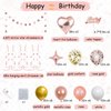 43rd Rose Gold Birthday Party Decorations for Women, Rose Gold Happy Birthday Banner, Fringe Curtains, Heart Foil Balloons, Confetti Balloons, Cake Topper for 43rd Birthday Decorations