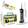 ONLYFU Inflatable Radio Boombox Inflatable Microphones Mobile Phone Props for 80s 90s Party Decorations, Hip Hop Theme Party Supplies 3pcs Inflatable Props