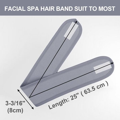 TopTie 4PCS Cotton Spa Facial Headband Waffle Terry Cloth, White Hair Wrap for Skincare Face Washing
