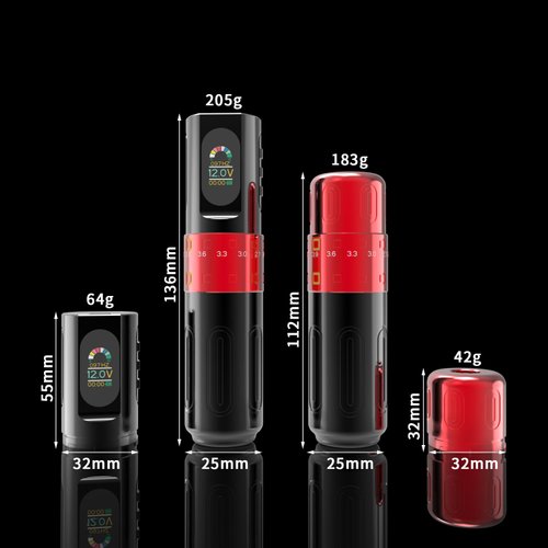 YILONG F8 Tattoo Pen Machine with 2 Changable Power Supply, Rotary Tattoo Gun for Lining, Shading, Coloring, 7 Strokes Lehgth, Coreless Motor,Professional for Tattoo Artists(red)