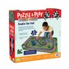 Peaceable Kingdom Puzzle & Play: Race Day - Floor Puzzle for Kids Ages 3 and Up - Includes 3 Wooden Vehicles to Zoom Around The Race Track Puzzle for a Double Dose of Fun - Measures 26” x 36”