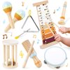 Funsland Musical Instruments for Toddlers 1-3 - 7 in 1 Montessori Wooden Percussion Music Toys Set for Kids and Babies