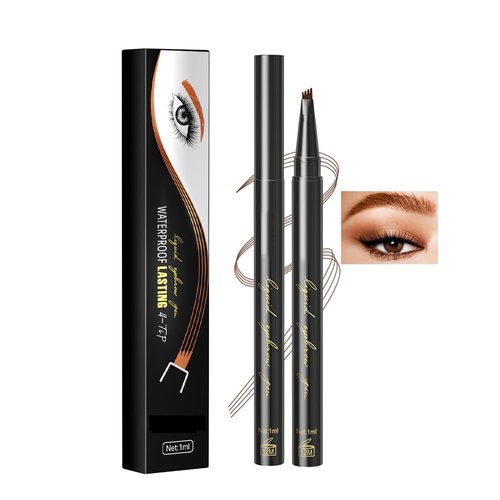 Magic 4 tip eyebrow pencil, Waterproof eyebrow pen, Natural brows eyebrow pen, 3d microblading eyebrow pen, Liquid eyebrow pen， Eyebrow tattoo pen，24h Smudge Proof,Light brown
