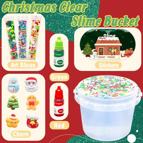 1.45 LB Glassy Clear Slime Bucket Toy, Premade Crystal Slime Kit for Girls Boys with Big Bucket, Super Soft and Non-Sticky, Birthday Gifts Party Favors, Perfect Christmas Surprise