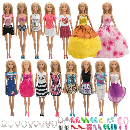 SOTOGO 54 Pieces Doll Clothes and Accessories for 11.5 Inch Girl Doll Include 15 Sets Doll Clothes Fashion Dresses/Tops and Shorts/Bikini Swimsuits and 35 Pieces Doll Accessories