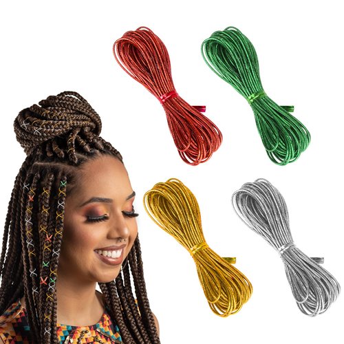 4 Pieces 5M Hair Strings for Braids Hair Accessory String, Hair Wrap String Dreadlock Braiding Rope 4 Color Braiding Hair Deco Styling Hair Braiding String for Hair Braiding Twist Gift Hang Tags