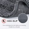 NICETOWN Grey Bathroom Rug, Extra Thick Indoor Outdoor Durable Doormat for Front Door, Anti-Slip Soft Plush Chenille Shaggy Bath Living Room Bedroom Mat, Water Absorbent Floor Carpet (1 PC, 47 x 17)