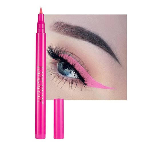 Dragonranee Liquid Matte Eyeliner, Rainbow ColorfulNeon Eyeliner Pencil Pigmented Waterproof Smudgeproof Long Lasting Gel Eye Liner Pen Christmas Halloween Makeup Gift Kit for Women (Pink#8)