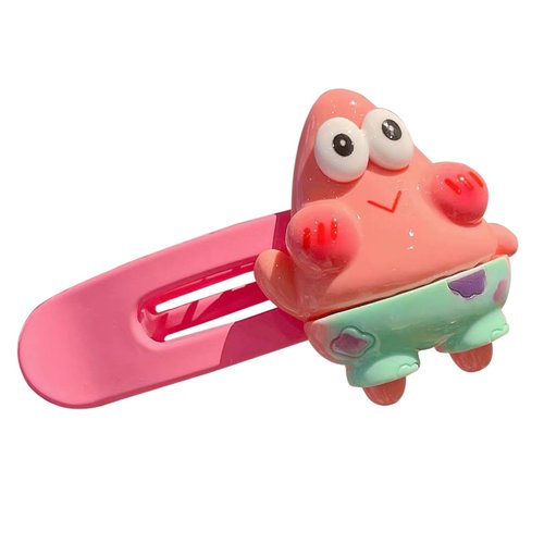 PEAK TOWN Cute Hair Barrettes Snap Hair Clips for Women Girls Teens Kids Babies, Colorful No Slips PLASTIC Fruit Animal Hair Clips for Birthday Party Gift (PATRICK STAR(1PC))