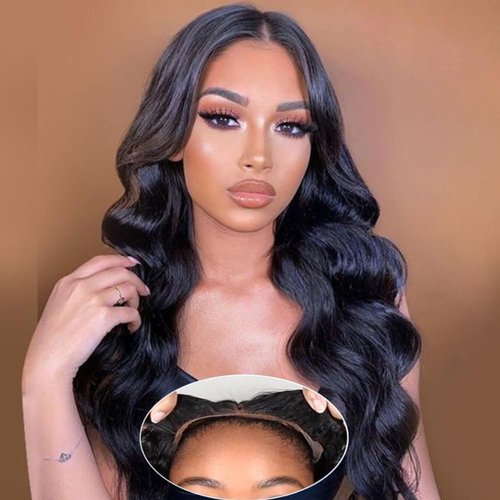 Qmaple Wear And Go Glueless Wigs Human Hair Pre Plucked Pre Cut For Beginners Body Wave Lace Front Wigs Human Hair 4x4 Closure Wigs Human Hair 3 Second To Wear Glueless Wig（18Inch）