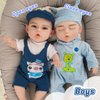 Full Silicone Doll Clothes Outfits for 17.7"- 18.5", Reborn Baby Doll Suit Accesories Set - Newborn Girl Boy Baby Clothing Gifts Set - DarkBlue Set (Clothes Only)