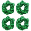 4 Pcs Sparkle Sequin Hair Scrunchie Hair Bobbles Metallic Elastics Ponytail Holders Hair Wrist Ties Bands Cloth Scrunchies for Show Gym Dance Party Club Girl Women (Green)