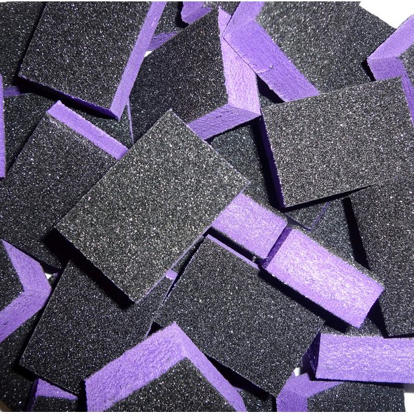 PrettyClaw | 40pc Mini Disposable Nail Buffer Blocks 80/80 Black Grit Purple Buffing Sanding Nail File 2 Sided