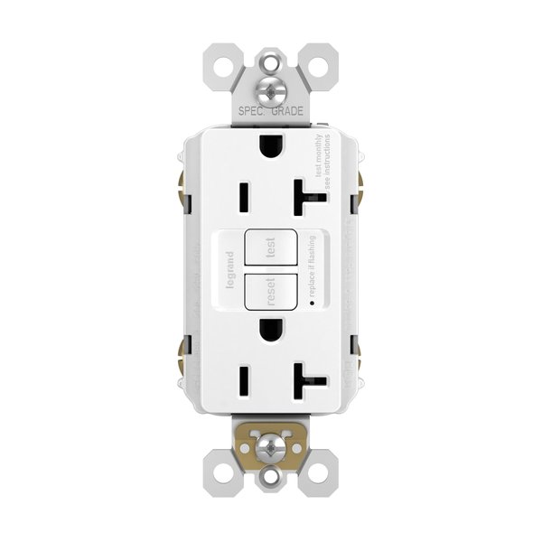 Legrand radiant 2097WCCD12 20 Amp GFCI Self Test Decorator Duplex Outlet, White (1 Count)
