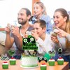 31 Piece Video Game Happy Birthday Cupcake Toppers Cake Toppers Video Gamer Party Decorations Supplies Picks Gaming Theme Birthday Party Banner Game Controller Backdrop for Kid Boys Gaming (Green)