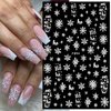 8Pcs Christmas Nail Art Stickers White Snowflake 3D Self-Adhesive Nail Decals Winter Xmas Nail Supplies with Glitter Design for Women Girls DIY Nail Decorations