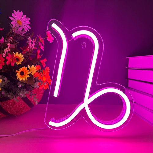 BerniceKelly The Zodiac Horoscope Neon Sign, Capricorn LED Neon Signs for Wall Decor, Astrology Zodiac Horoscope Neon Lights Beautiful Spiritual, Birthday Party, Home Kids Room Decor Capricorn