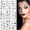 MDRTIRIM 10 Sheets Halloween Face Temporary Tattoos 3D Spider Tattoos Sticker Waterproof Sweating Horror Darkness Spiderweb Eye Body Tattoo for Widow Kids Women Props Decal