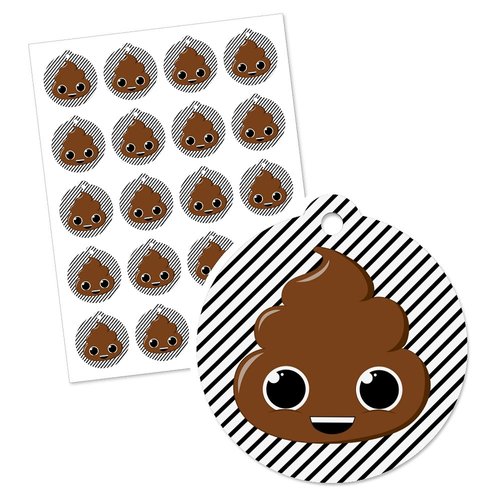 Big Dot of Happiness Party 'Til You're Pooped - Poop Emoji Favor Gift Tags (Set 20)