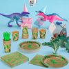 DYLIVeS Green Foil Dinosaur Birthday Party Decorations,Rawr Dinosaur Disposable Tableware Set Dinosaur Rex Party Supplies for Boys, 9'' Dinosaur Dinner Plates and Napkins Cups Forks Set, Serves 24