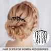 7 Piece Hair Side Combs Metal Hair Pins for Updo Buns Hair Fork Clip U Shaped French Twist Comb Decorative Hair Combs for Women Girls Hair Styling Accessories, Black