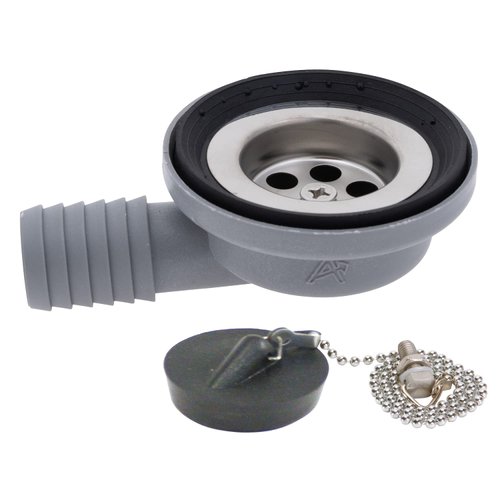 Ambassador Marine Sink Drain with 1 1/2-Inch Chain Stopper, Ultra Mirror Finish