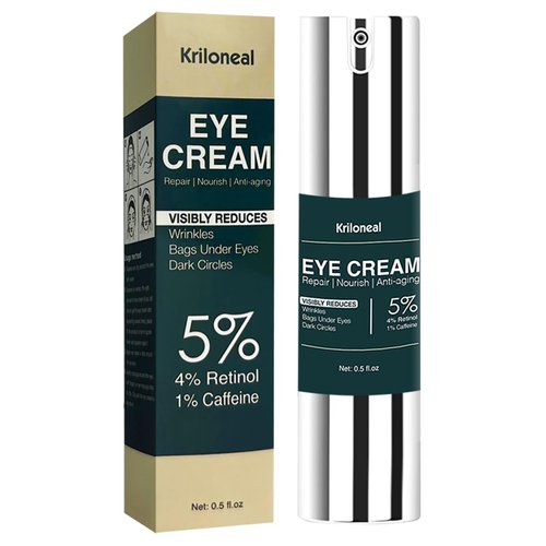 Kriloneal Eye Cream, Under Eye Cream for Dark Circles, Eye Cream for Puffiness and Bags Under Eye and Wrinkles with Retinol Caffeine for All Skin Types, 0.5 Fl oz