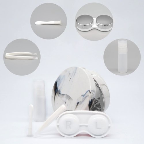 Vastsoon Contact Lens Case, Portable Cute Eye Contacts Colored Lenses Applicator Remover Tool Kit with Mirror Solution Bottle for Travel Daily Outdoor (Silver)