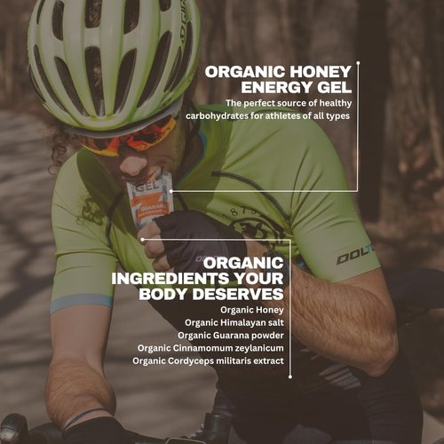 MelliGEL Organic Energy Gel Guarana | Gluten-Free and Lactose-Free | Real Food Natural Energy | Endurance Sports & Running Gels (12 Pack)