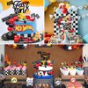 MEMOVAN Fast One Cake Topper Race Car First Birthday Cake Decorations with Red Black Balls for Boy's Kids Racing Car Checkered Flag Themed Birthday Party Favors