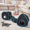 Cat Tunnels for Indoor Cats, Cat Tent, Cat Cube and Feather Cat Toy Collapsible Combo, with Interactive Cat Toy Ball, Cat Toy Set for Indoor Cat, Ferret, Guinea Pig, Rabbit, Bunny, Blue