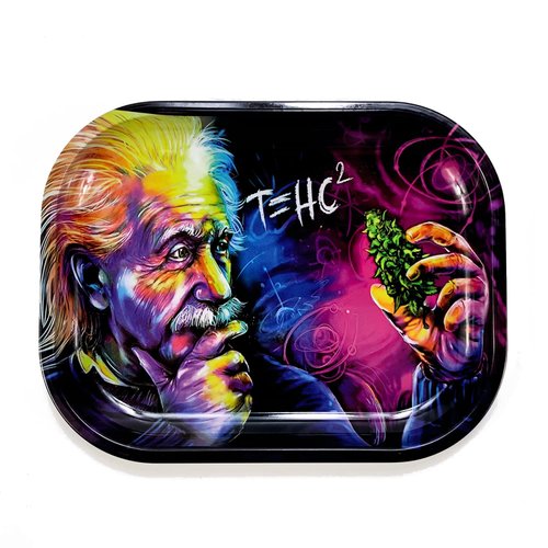 FANVA Rolling Tray with Magnetic Lid - Mini Metal Rolling Tray with Spill Proof Cover - Cute Decorative Tray - Perfect Storage for Home or On-The-Go-Small Size - 7'' x 5.5'', Blue