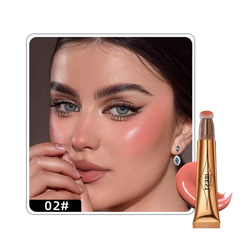 MAEPEOR Liquid Blush Stick Pink Cream Liquid Blush Wand Smooth and Lightweight Blendable Liquid Blush Stick With Cushion Applicator (2# Cream Pink)