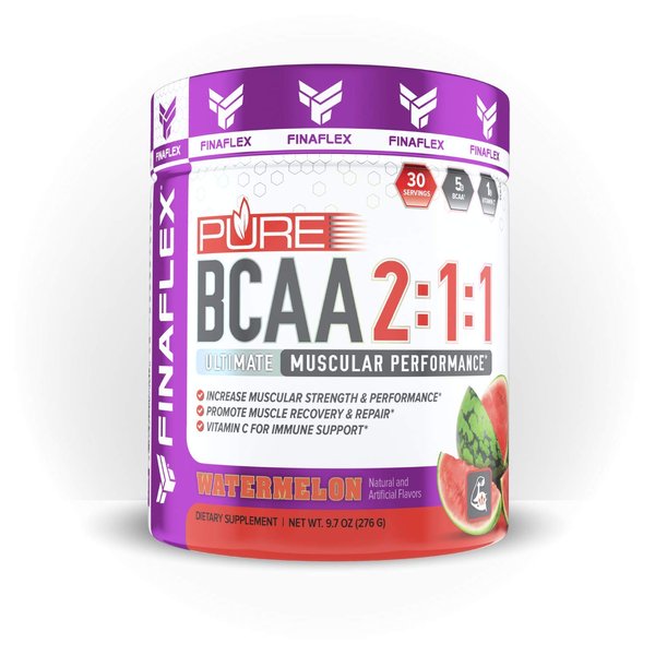 FINAFLEX Pure BCAA 2:1:1, Watermelon - 9.7 oz - Promotes Strength, Recovery & Performance - with 2:1:1 Ratio of Leucine, Isoleucine & Valine + Vitamin C - 30 Servings