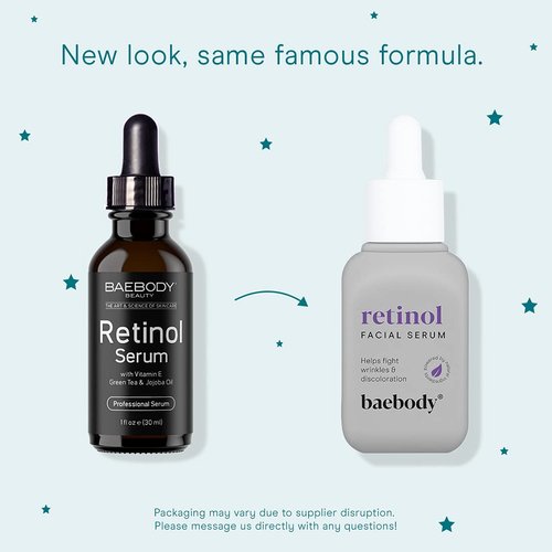 Baebody Made in USA Retinol Serum for Face - Anti Aging Serum for Fine Lines & Wrinkles - Day & Night Retinol Face Serum - Retinol for Face with Jojoba Oil & Green Tea, 1 fl oz/30 ml