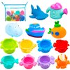 INNOCHEER Baby Bath Toys for Water Table, Toddler Water Toys with Mold Free Bath Toys Stacking Cups, Quick Dry Organizer Net, 13 Pcs Water Table Toys for Toddlers Bathtub Game, Beach and Pool Party