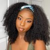 ISEE Hair Afro Kinky Curly Headband Wig Human Hair 180% Density Afro Wigs for Black Women Natural Curls 10A Glueless Human Hair Wigs (18 Inch)