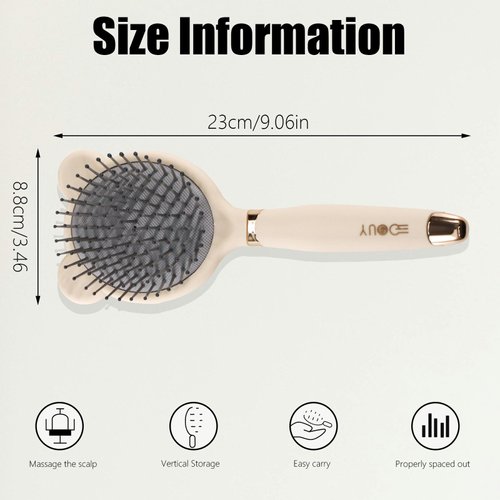 Roucerlin Bear Shape Hair Brush with Comb Cleaner for Fine Thick Curly Hair, Air Cushion Hair Comb, Hairbrush for Women Men, Hair Detangler Brush for Detangling Smoothing Massage