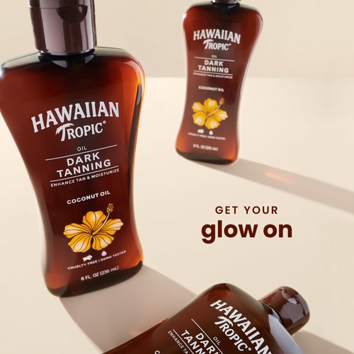 Hawaiian Tropic Dark Tanning Oil, 8oz | Moisturizing Body Oil, Tan Enhancer, Cocoa Butter Oil, Coconut Oil for Skin, Oxybenzone Free, 8oz each Twin Pack
