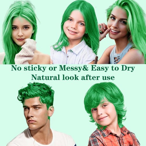 COLAYERIST Green Hair Color Wax, Temporary Washable Hair Color Dye for Kids, Temporary Dye Wax Natural Hairstyle Cream Hair Pomades for Women & Men Party Cosplay Halloween