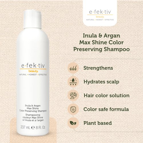e.fek.tiv beauty Inula Plus Argan Max Shine Color Preserving Shampoo - Shampoo for Color-treated hair - Protect Enhace Hair Color - Color Safe - Sulfate-free - Vegan - Clean Formula - Unisex - 8 Oz