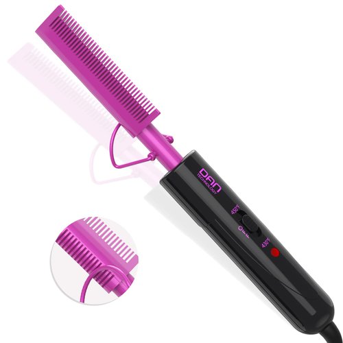 2 in 1 Hot Comb Hair Straightener for Wigs, Black Hair & Beard, Anti-Scald Straightening Comb with Keratin & Argan Oil Infused Teeth, Portable Electric Press Comb Double Side Teeth Ceramic Heat Comb