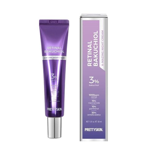 PRETTYSKIN Retinal Bakuchiol At-home Night Cream Moisturizer for Face | Reduce Wrinkles &amp; Fine li...