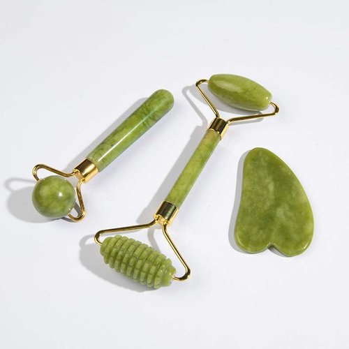 face body jade roller and gua sha for face 3 in 1| 100% natural real stone,aunthentic,natural no squeaks,face beauty,anti aging